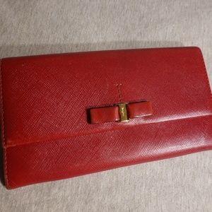 Salvatore Ferragamo Leather wallet with bow RED